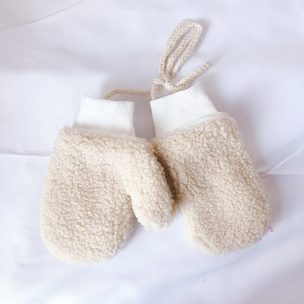 

Winter Baby Boys Girls Knitted Gloves Warm Rope Full Finger Mittens Gloves for Children Toddler Hanging neck Gloves Kids 9.26