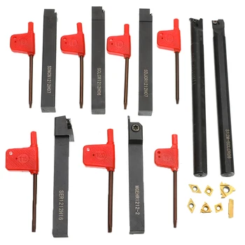 

12Mm Shank Lathe Turning Tool Holder Boring Bar S12M-Sclcr06/Ser1212H16/Scl1212H06 21Pcs/Set +Insert+Wrench