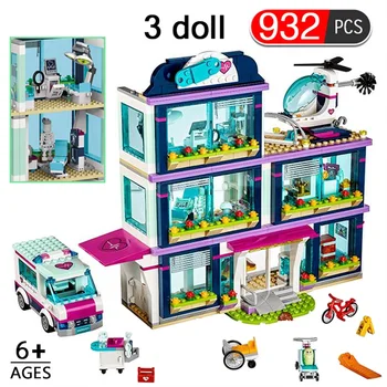 

932pcs Friends Bricks Series City Hospital Ambulance Building Blocks Set City Bricks With Figures Girls Gift Toys for Children