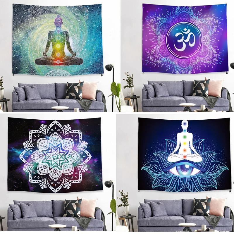 Mandala Bohemian tapestry ribbon lace wall hanging large tapestry psychedelic wall cloth carpet pad living room decoration