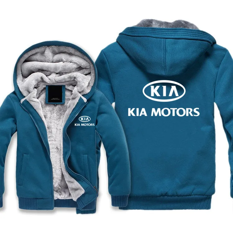 Новая зимняя мужская толстовка с капюшоном, теплая толстовка KIA Motors, рекламная куртка, уплотненная куртка на молнии, флисовая одежда, высокое качество, S-5XL