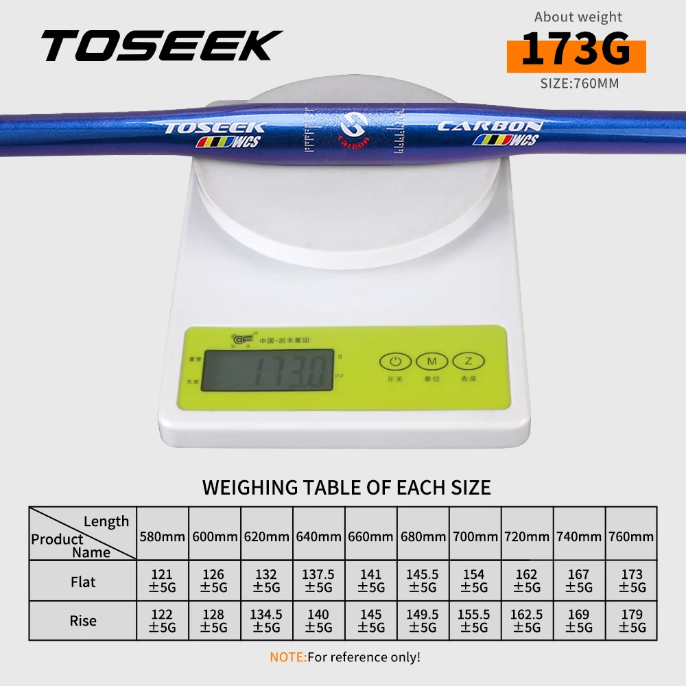 TOSEEK WCS Carbon Fiber Handlebar Bicycle MTB Handlebars for Stem Diameter 31.8mm Bike Mountain Bars Parts 580mm-760mm bicycle handlebar