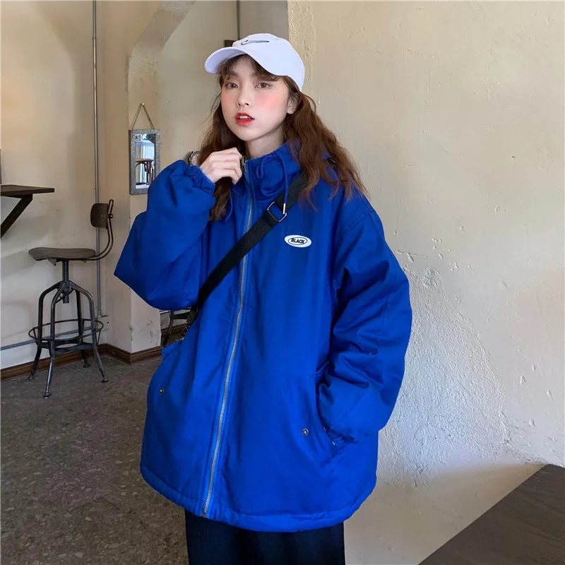 

Photo Shoot Winter Loose-Fit Hooded Long Sleeve Workwear And Negative Double Purpose Versatile Warm Coat