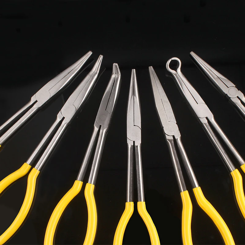 

11-Inch Multi-Function Long Reach 45-Degree 90-Degree Bent Nose Plier Duckbill Hose Ring Long Nose Plier Mechanics Hand Tool