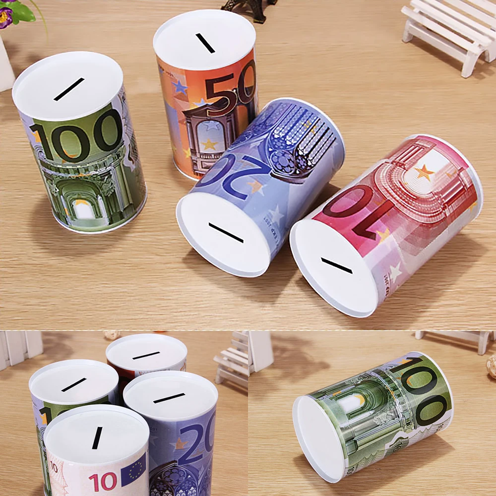 1 шт. Высокое качество креативный евро доллар металлический цилиндр копилка