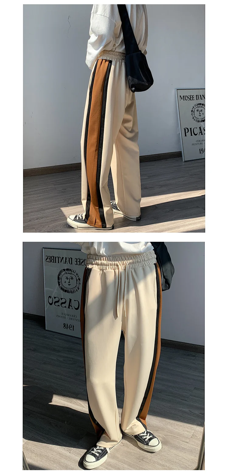 sports track pants 2021 Korean Style Men's Loose Straight Casual Pants Hip Hop Style Joggers Sweatpants Streetwear Pantalon Homme Trousers M-2XL red sweatpants