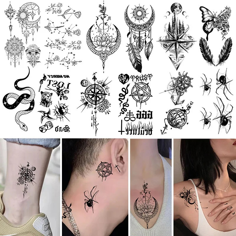 100sheets Waterproof Temporary Tattoos Stickers Men Women Black White Color Small Totem Flower Fashion Sexy Art Fake Tattoo Set tattoo fullbody white табурет