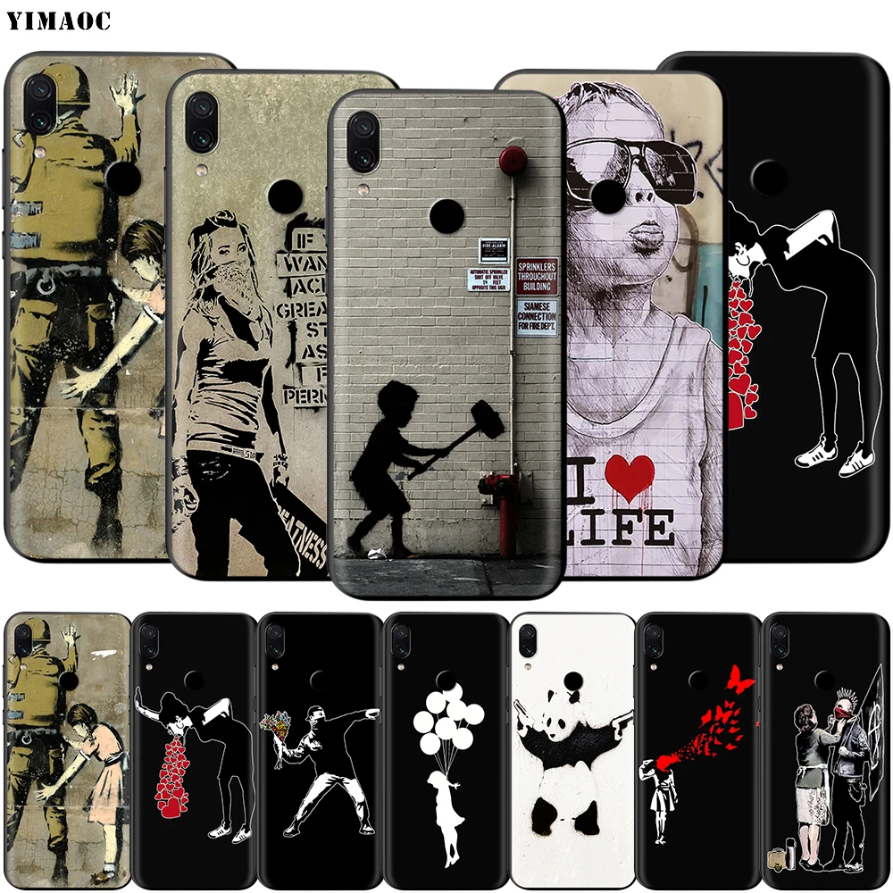 Мягкий ТПУ чехол YIMAOC Banksy граффити для Xiaomi Redmi mi Note MAX 3 6 6A 7 mi6 mi8 9 se a1 a2 Pro Lite go pocophone f1 |