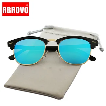 

RBROVO Vintage Semi-Rimless Brand Designer Sunglasses Women/Men Polarized UV400 Classic Oculos De Sol Gafas Retro Sun Glasses
