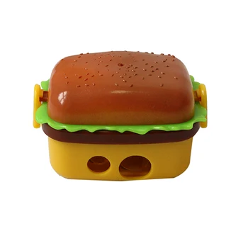 

High quality mechanical 2 Hole Hamburger Shape Pencil sharpener with two rubbers/eraser Standard Pencil sharpener Stationary