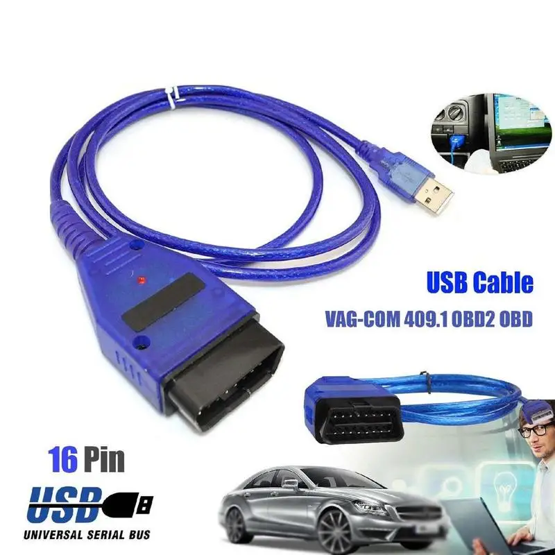 Автомобильный OBD2 USB VAG-COM KKL 409,1 интерфейсный кабель автомобильный диагностический сканер инструмент сканирования интерфейсный кабель для VW Audi Seat