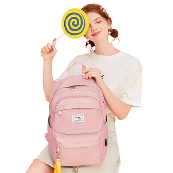 

Backpack for Students 2020 Fashion Women's Nylon Large Solid Color Black Light College High Chool Bookpacks Travel Daily Mochila