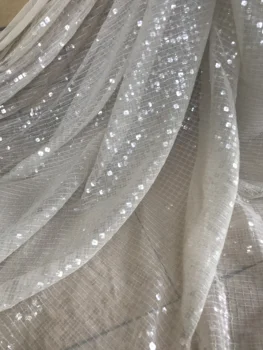 

fashionable tulle embroidery french net lace fabric David-59.6808 with beads for party dress
