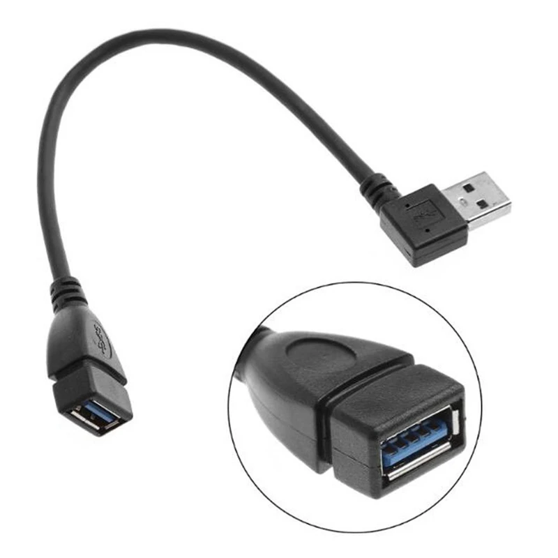 1 пара USB 3,0 правый левый угол 90 градусов удлинитель адаптер «Папа-мама» шнур данных