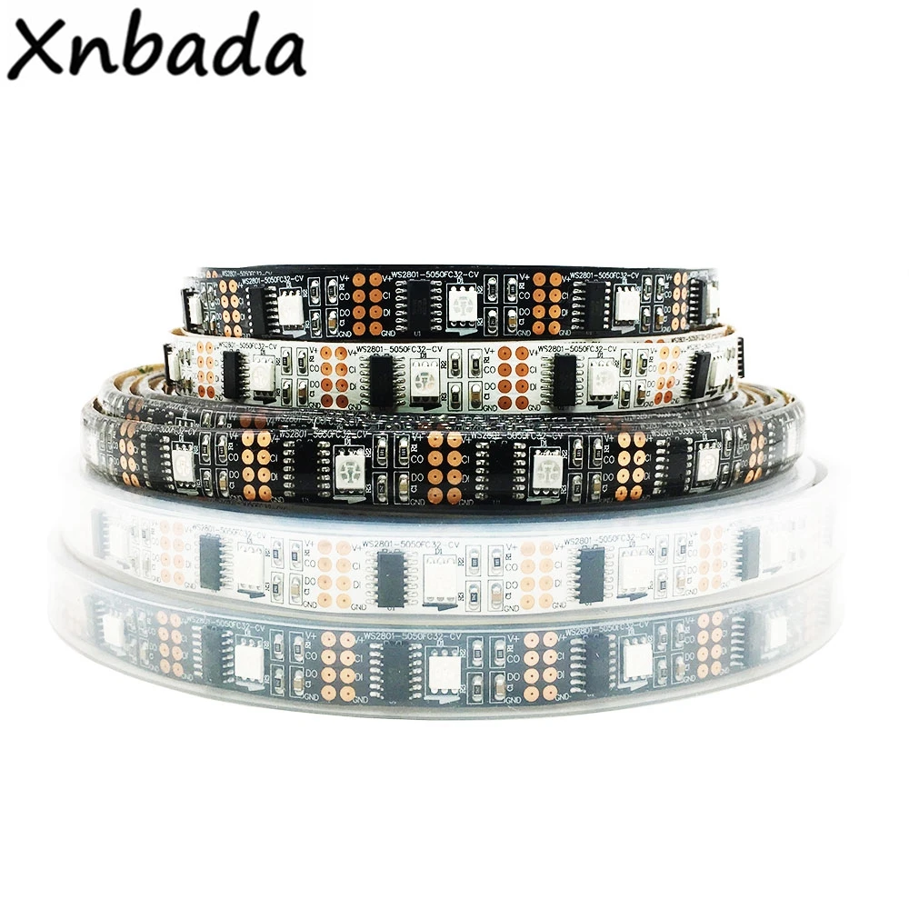 DC5V WS2801 интеллектуальная светодиодная лента SMD5050 32Led/m индивидуально Адресуемая лента полный цвет мечты светильник IP30 IP65 IP67