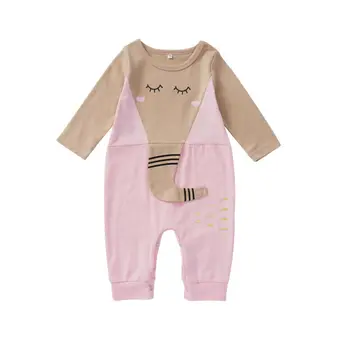 

Autumn Kids Newborn Baby Boy Girl Pink Romper Bown Elephant Pattern Coverall Pullover Clothes Outfits Jumpsuit