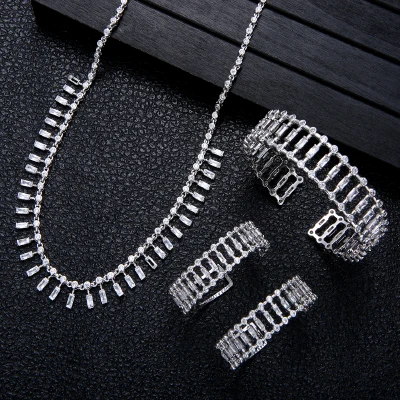 Platinum white 3pcs Роскошное ожерелье в форме шара, Набор браслетов, модный Дубай, серебряные Свадебные Ювелирные наборы для женщин, свадебные brincos para as mulheres N0421 - Окраска металла: Platinum white 3pcs