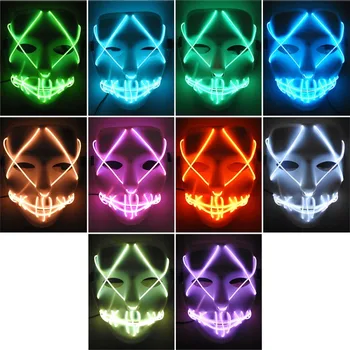 

LED Mask Halloween Party Masque Masquerade Masks Neon Maske Light Glow In The Dark Mascara Horror Maska Glowing Masker