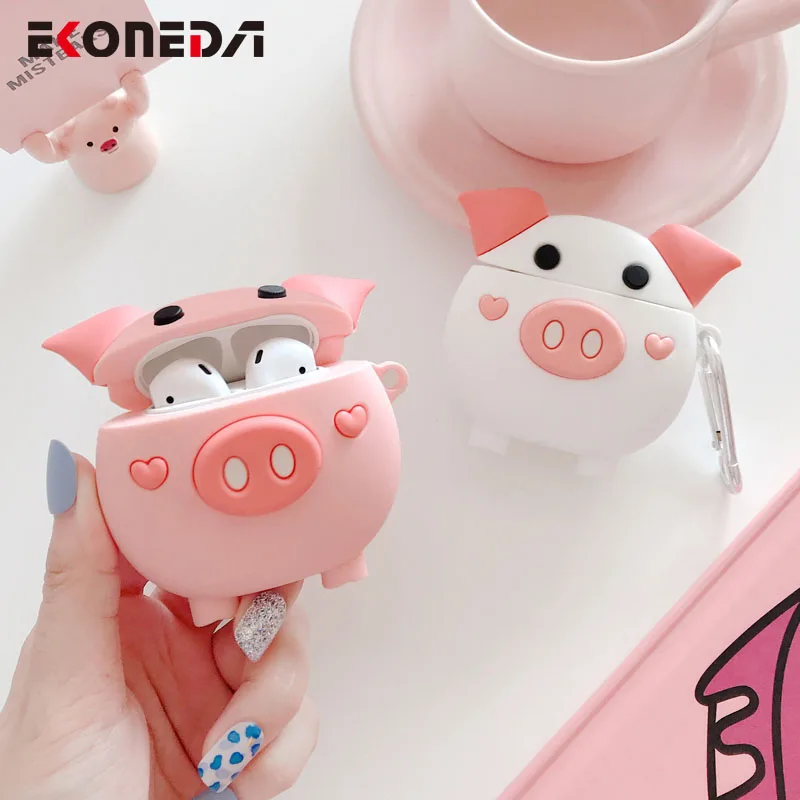 EKONEDA силиконовый защитный чехол для Airpods мультфильм милая розовая свинка |
