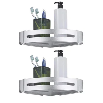 

Shower Corner Caddy Bathroom Shower Corner Shelf , Self Adhesive with Glue or Wall Mount with Screws,Heavy Duty Aluminum 2 Tier