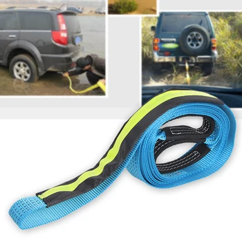 

5M 8Tons With Hooks Emergency Blue Durable Recovery Thicken Winch Sling Heavy Duty High Strength Rope Car Tow Strap Off Road
