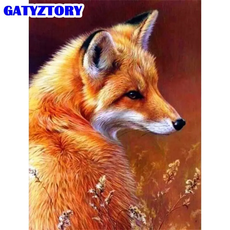 GATYZTORY Набор для рисования по номерам взрослых милые лисы животные краски детей