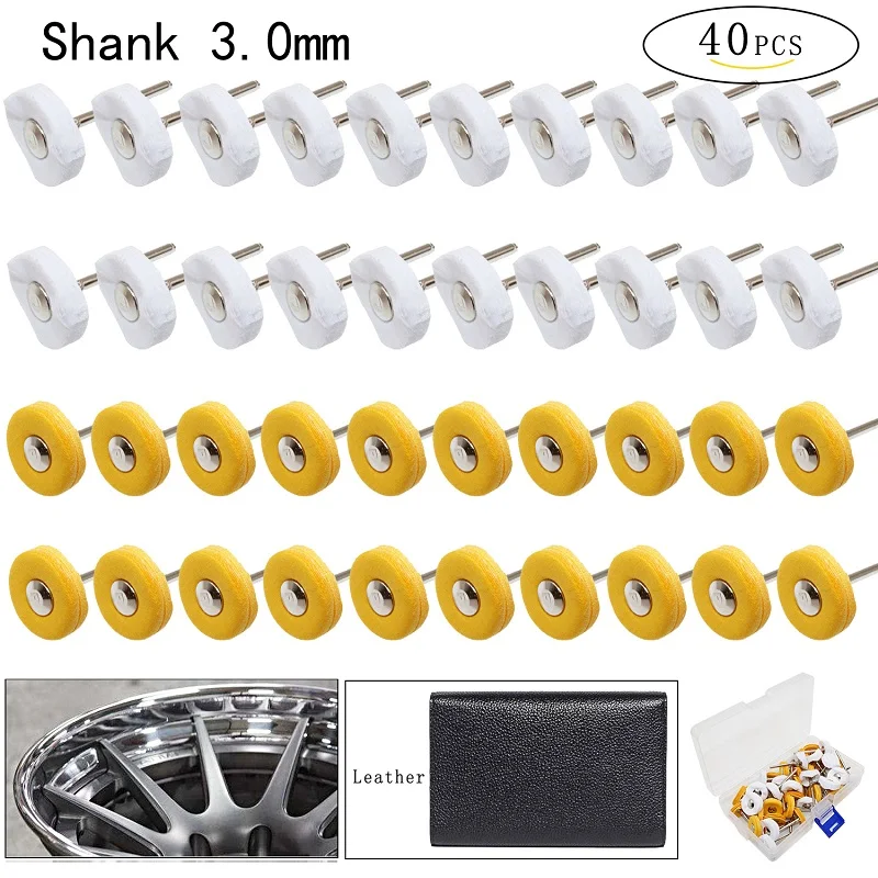 40pcs 3.0mm Муслиновые полировальные колеса буфеты Набор подходит Dremel вращающихся инструментов 2,35/3 мм хвостовик 40 штук - Цвет: 40pcs 3.0mm