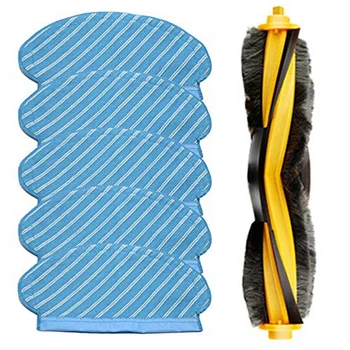 

EAS-Robot Vacuum Cleaner Roller Brush & 5 Pack Mop Cloths Pad for Ecovacs Deebot Ozmo 920 950 Vacuum Cleaner Parts