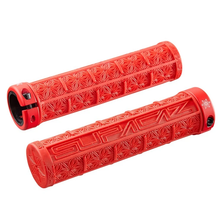 red Supacaz MTB комплект рулей для велосипеда силиконовые ручки для внедорожника односторонний замок амортизация противоскользящие удерживающие ручки 9 цветов DH велосипед - Цвет: red