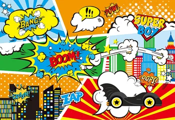 

Vinyl super boom Photography Backdrops Birthday Party Decoration Photo Background Boom Superboy Photo Booth Props