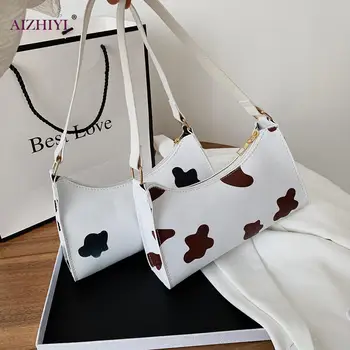 

Fashion Cow Print Printed Women Handbags Casual Portable Underarm Tote Purse Female Travel Daily Shoulder Shopping Clutches