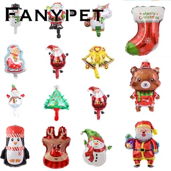 

50/100pcs/lot Christmas Day Mini Foil Balloons Bells Snowman Santa Claus For Happy New Year Decoration Party Supplies Globos