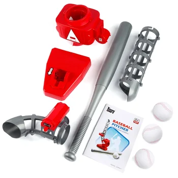 

Baseball Automatic Pitching Machine Launching Serving Machine Battery Version Portable Feet Exercise QCM033-1Red&Gray