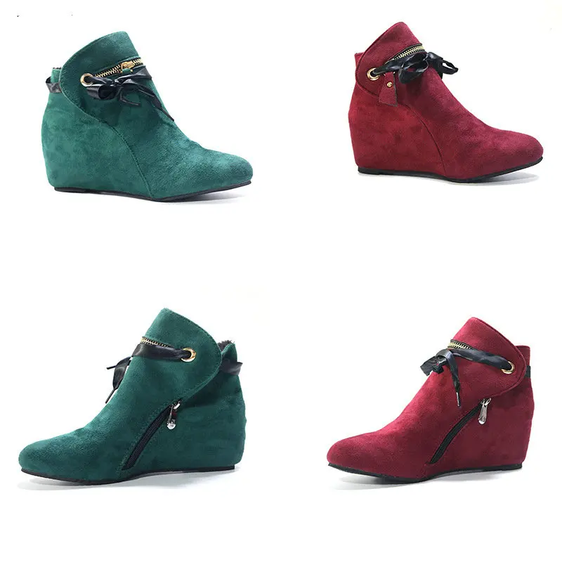 

Boots Spring Winter British Short Boot Suede Leather Square 1-3cm Heel Platform Buckle Zipper Sexy shoes for women