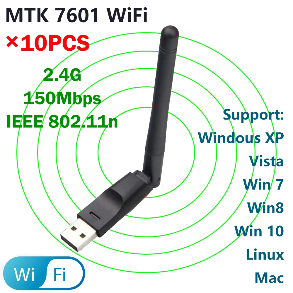 WJDXBNS MT7601 Chip 150Mbps USB WiFi Adattatore 2.4GHz Wireless Network Rotabile USB2.0 Antenna per ricevitori satellitari e computer WJDXBNS MT7601 Chip 150Mbps USB WiFi Adattatore 2.4GHz Wireless Network Rotabile USB2.0 Antenna per ricevitori satellitari e computer
