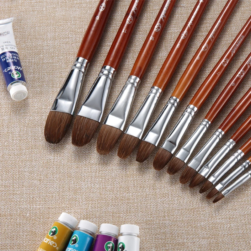 

DIY Paint brush Artist 6Pcs/Set Crafts Art Wood + nylon Round Head Wood