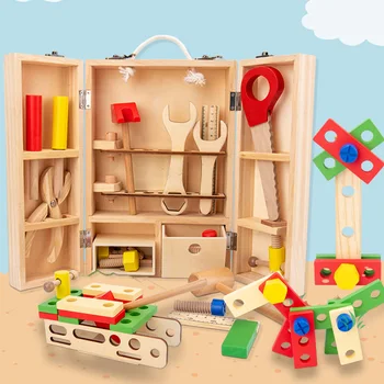 

Toolbox Accessories Children Simulation Repair Skill Learning Play Wooden Tool Toys Carpenter Construction Home Portable