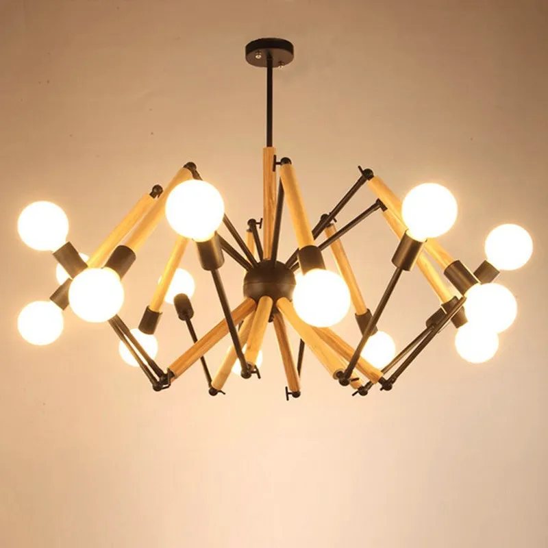 

Modern Spider shape 6/8 /12 Wooden arms chandelier magic bean lights for room Suspension luminaire living room decoration