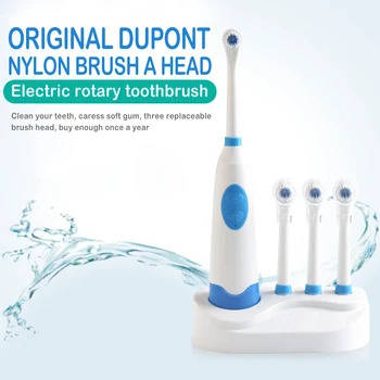 

Electric Toothbrush Waterproof Household Rotary With 3 Replacement Brush Heads Easy To Use Electric Toothbrush Oral Care