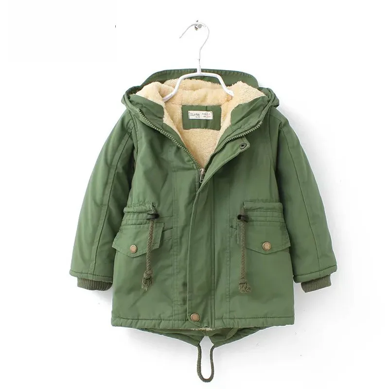 

90 - 140 Cm New Winter Children Down Parkas European Style Boys Girls Warm Outerwear Color Green Blue Hooded Coats for Girls