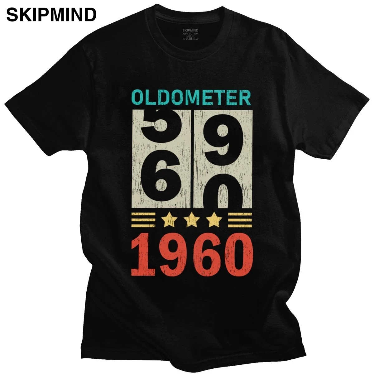 

Personality Tshirt Men Oldometer 59 60 1960 Tshirt Short Sleeve 100% Cotton T-shirt Vintage Gift 60th Birthday Tee Shirt Apparel