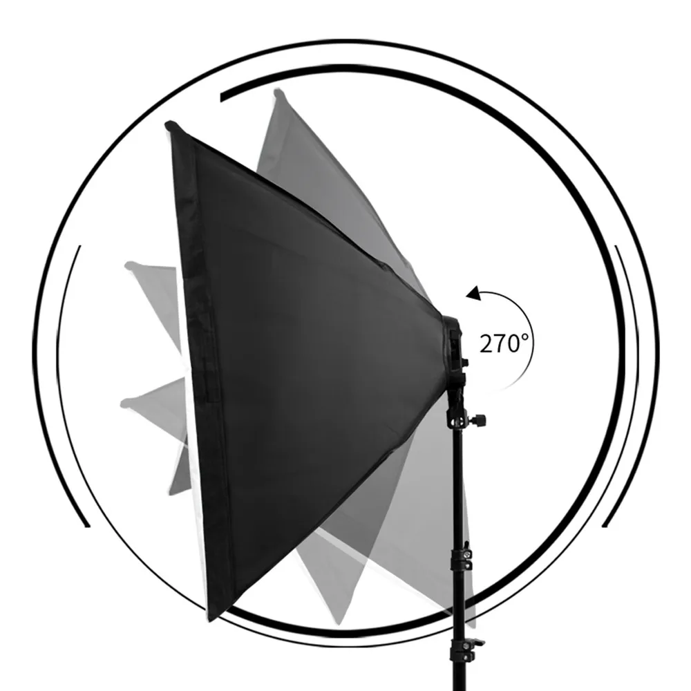 Professional Photography Photo Studio Softbox With E27 Socket Light Lighting Kit With 3Pcs Soft BoxLED BlubTripod Stand