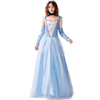 

Halloween Carnival Theme Party Costume Sky Blue Princess Pure Queen Fairy Tale Main Character Skirt Cosplay Women