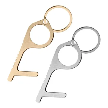 

EDC Door Opener Hygiene Hand No-Touch Brass Key Tool Non-Contact Keychain Tool For Outdoor Public, Keep Hands Clean