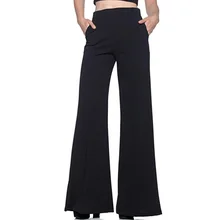 

S-3XL New Spring Female Flared Trousers Fashion Pocket Casual High Waist Black Bell-Bottom Simple Long Elastic Waist Women Pants
