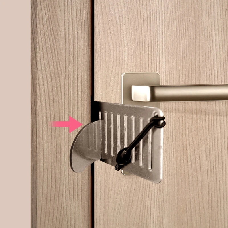 Stainless Steel Punch-Free Door Locks Anti-theft Door Stop Portable Stopper Door Lock for Travel Hotel Motel Dormitory