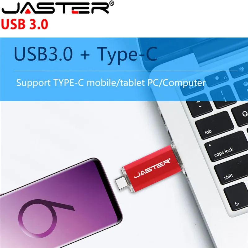 JASTER Тип C USB флеш-накопитель OTG флеш-накопитель 128 Гб 64 ГБ 32 ГБ 16 ГБ Флешка 2 в 1 дизайн Usb флешка для type-C мобильных/планшетных ПК