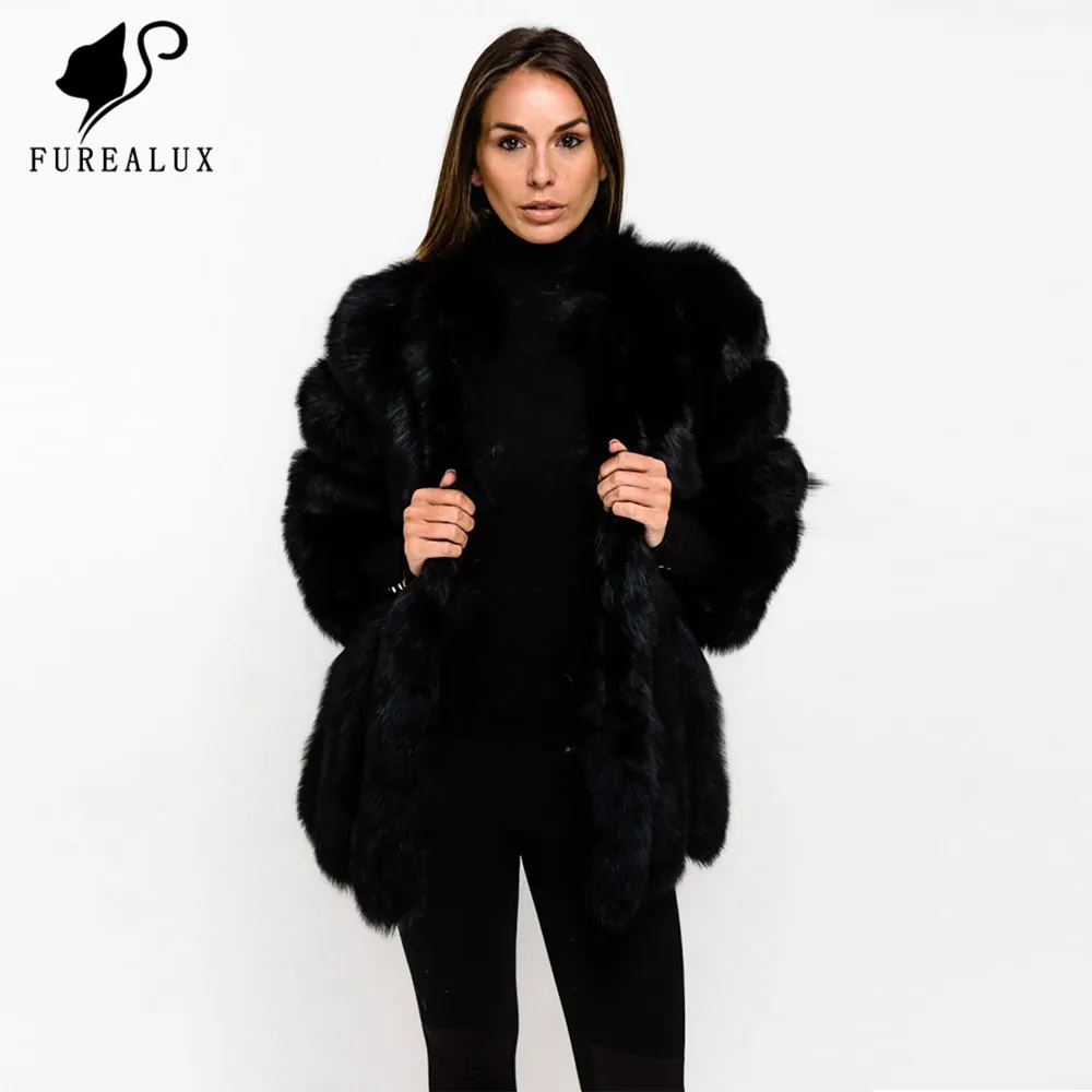 

2019 New Whole Skin Natural Real Fox Fur Coat New Women's Winter Luxury Coats Thick Warm High Quality Russian Outerwear Clothing