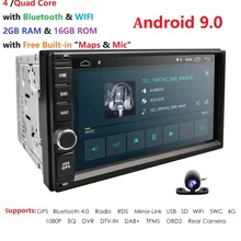 Android 9,0 в Dash 7 дюймов gps автомобильный стерео Универсальный двойной Din Автомобильный Радио Поддержка WiFi Bluetooth, gps, RDS, радио, DVR, DAB, карта, 4G, SWC