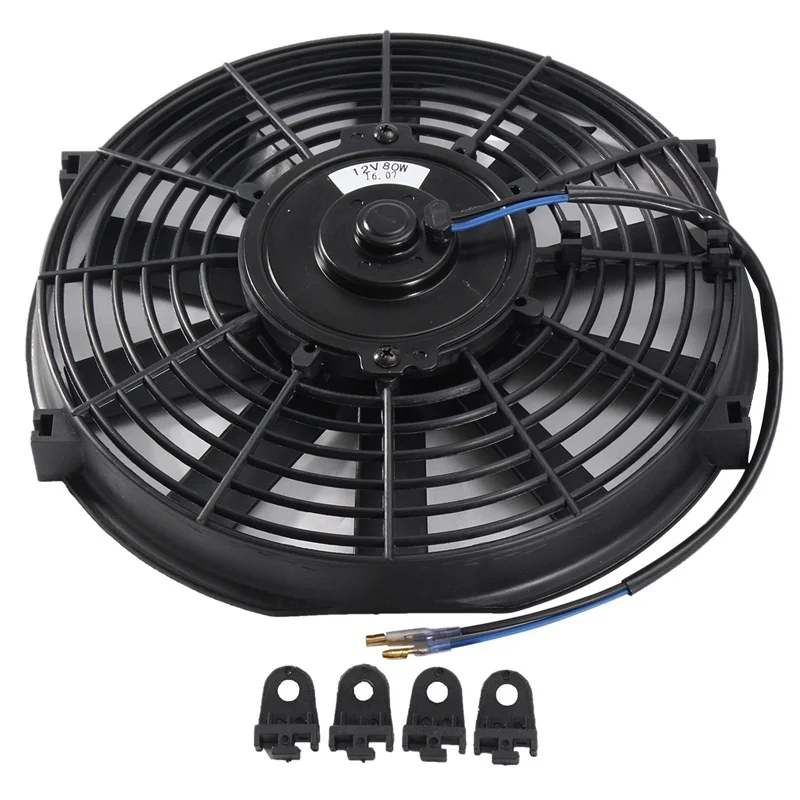 10 Inch 12V 80W 2100Rpm Straight Black Blade Electric Cooling Radiator